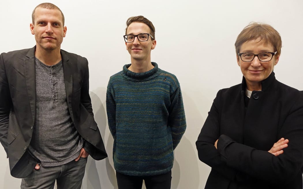 Curators Stephen Cleland, Simon Gennard and Christina Barton.