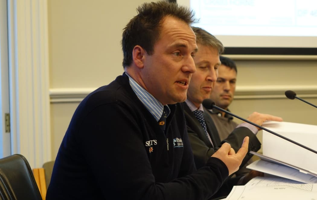 Otago Racing Club chief executive Andre Klein speaks at the Wingatui racecourse subdivision hearing.