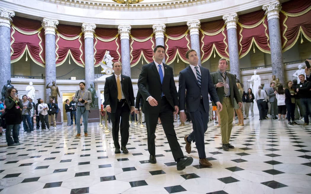 House Speaker Paul Ryan walks to the House chamber on Capitol Hill before voting on the GOPs healthcare bill.