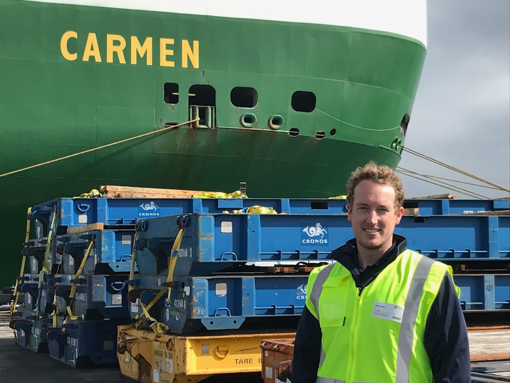 MPI’s James Reed with the car carrier Carmen, turned away from Auckland last year.