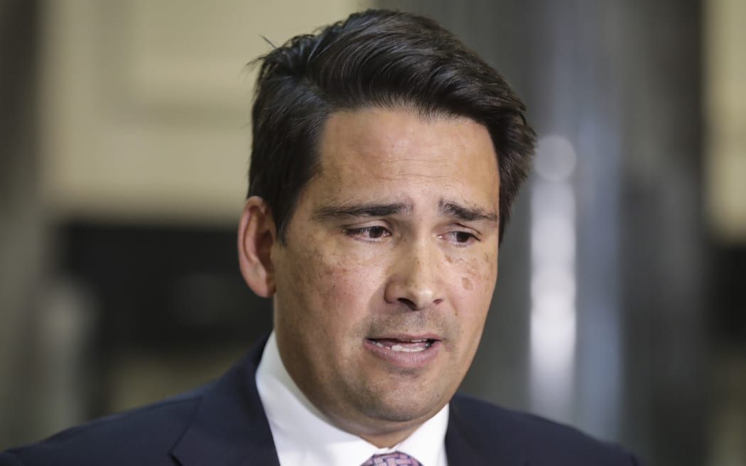 Simon Bridges talk to media after Jami-Lee Ross releases a phone call about a $100,000 donation to the National Party.