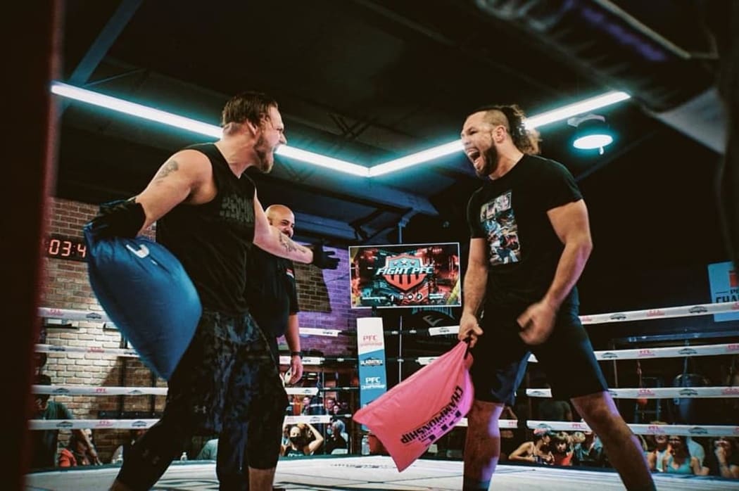 Action from the PFC 1 pillow fighting competition.