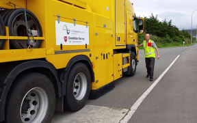 Darren Newland and the SCRIM truck.