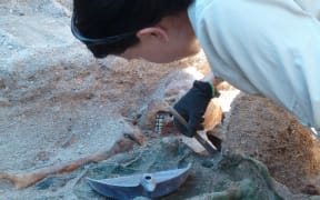 Archaeologist Kristen Baker in Kiribati