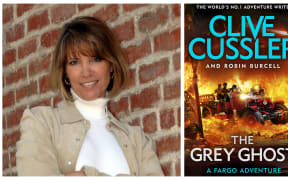 Author Robin Burcell and her latest book, co-authored with Clive Cussller, "The Grey Ghost"
