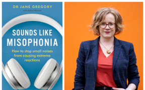 collage of jane Gregory and her book Sounds Like Misophonia