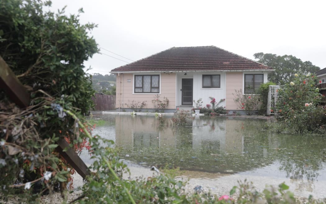 Flooding at a property on O'Donnell Ave in Wesley, Auckland.