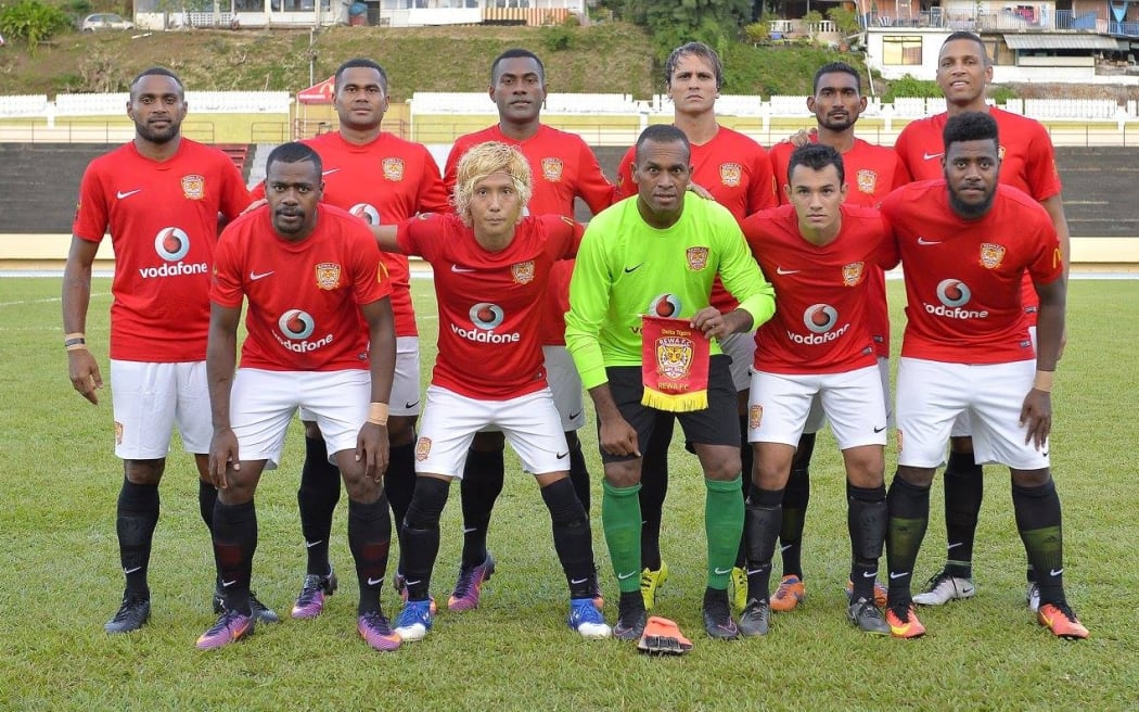 Fiji's Rewa FC line-up before an OFC Champions League match.