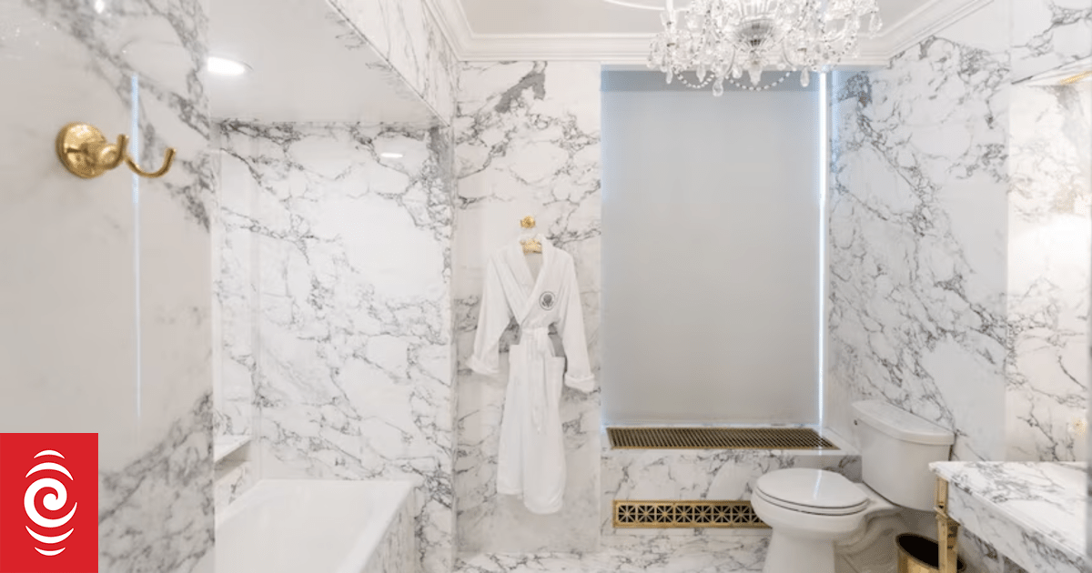 Donald Trump renovates White House Lincoln bathroom with marble and chandelier over toilet