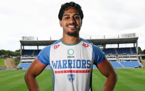 Alofiana Khan-Pereira of the Warriors portrait, NZ Warriors training and Media at Go Media Stadium, Auckland.