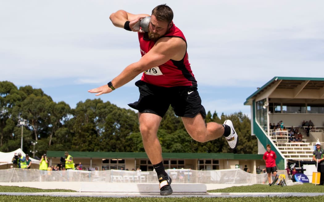 Shot putter Tom Walsh as four metres clear of his nearest rival at the national track and field champs in Hamilton.