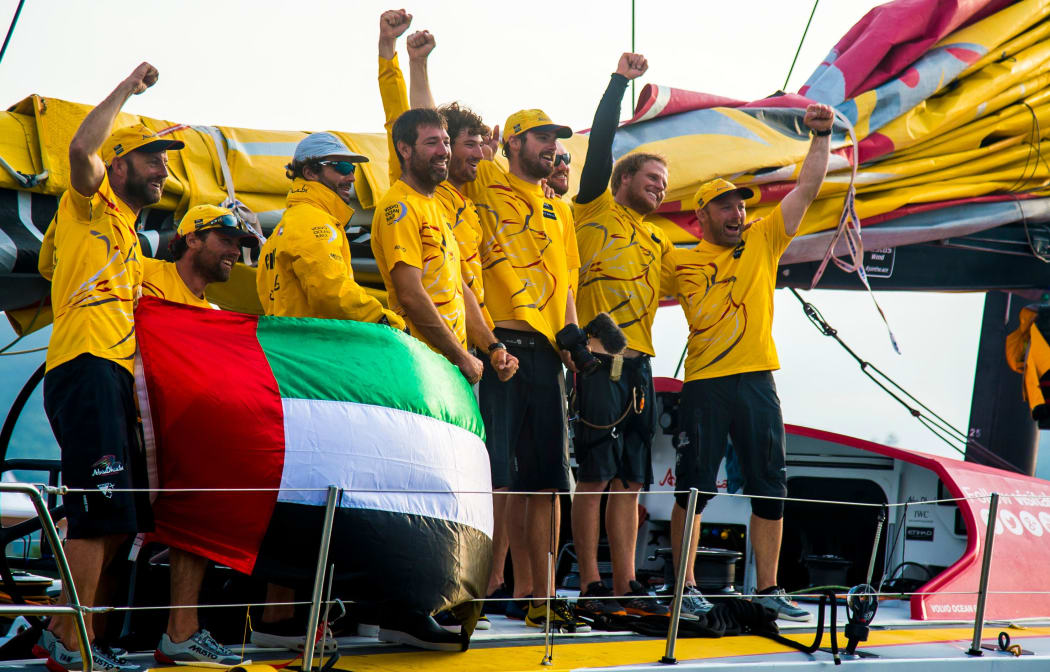 Abu Dhabi Ocean Racing, winner of Leg 5 arriving to Itajai.