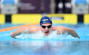 Lewis Clareburt of New Zealand in action.