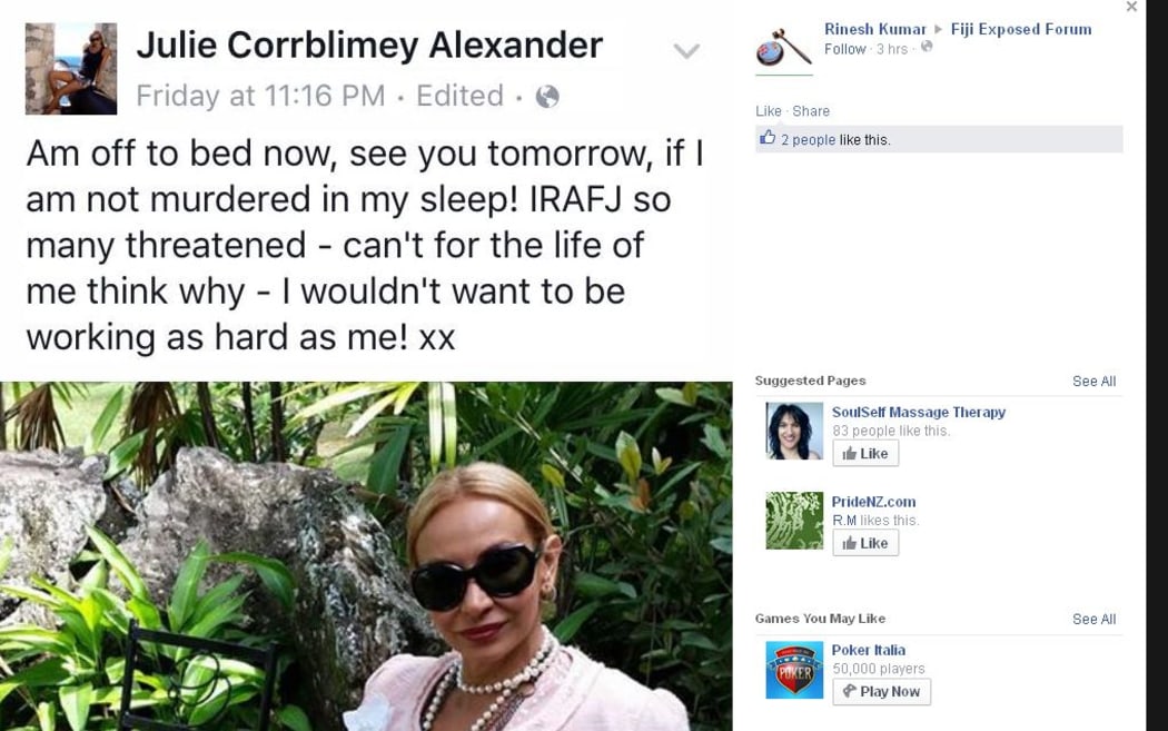 Facebook page of Julie Alexander