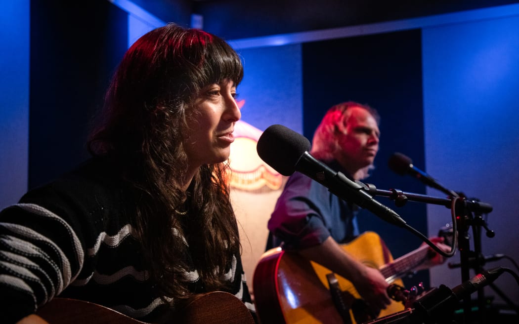 The Beths in the RNZ studio for NZ Live