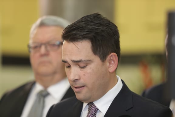 National Party leader Simon Bridges talks about the leak of a text on the person behind an earlier leak on his expense spending.