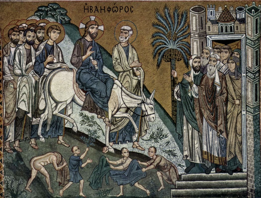 Entry of Christ into Jerusalem, by Meister der Palastkapelle (Palermo c.1150)