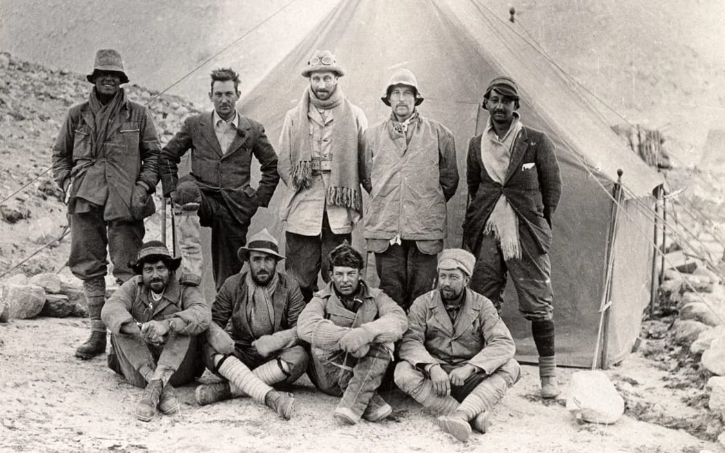 Andrew Irvine (back row, far left) and George Mallory (back row, second from left) were members of the 1924 British Mount Everest expedition.