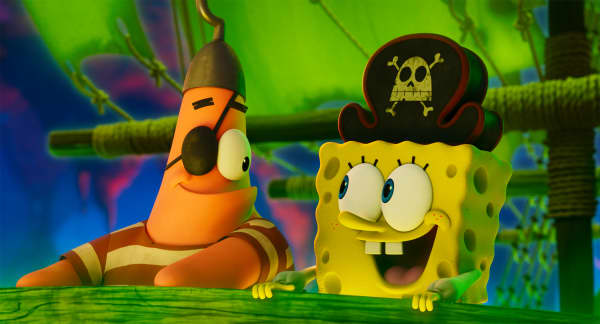 Patrick Star (Bill Fagerbakke) and SpongeBob SquarePants (Tom Kenny) in The Spongebob Movie: Search For Squarepants from Paramount Animation and Nickelodeon.