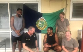 Members of the Samoa Sevens team with members of NZ Defence Force dental team