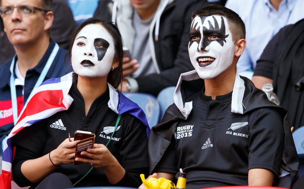 New Zealand fans at the game between the All Blacks and the Pumas.