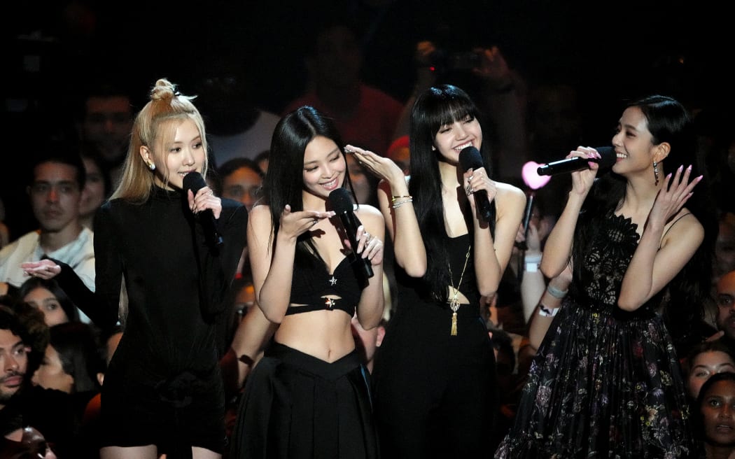 Blackpink speaks onstage at the 2022 MTV VMAs at Prudential Center on August 29, 2022 in Newark, New Jersey.
