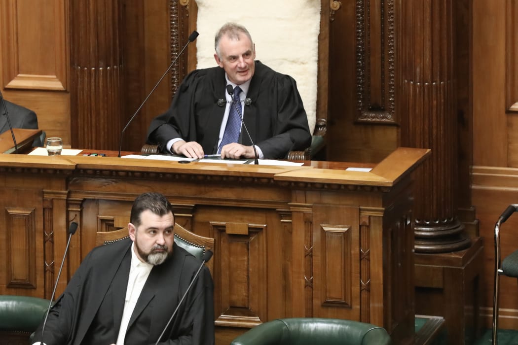 Speaker Trevor Mallard and Clerk David Wilson listening carefully in the chamber.