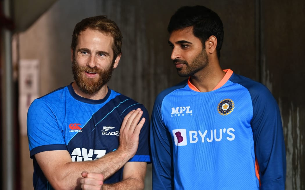 New Zealand captain Kane Williamson and Indian player Bhuvneshwar Kumar ahead of the Twenty20 series between the two nations.
