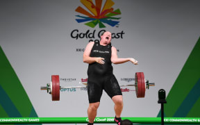 New Zealand's Laurel Hubbard.
Weightlifting, Women's +90kg 2018. Carrara Sports Hall. Commonwealth Games, Gold Coast, Australia. Monday 9 April 2018. © Copyright photo: Andrew Cornaga / www.photosport.nz