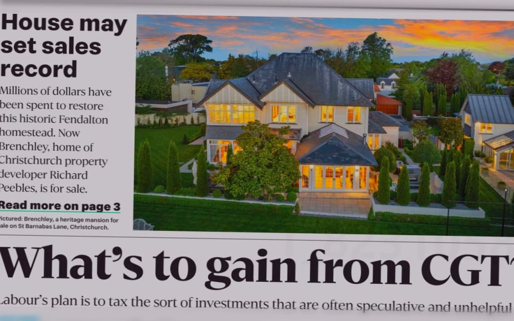 The front page of The Press analysing Labour's suddenly announced 'targeted tax.'