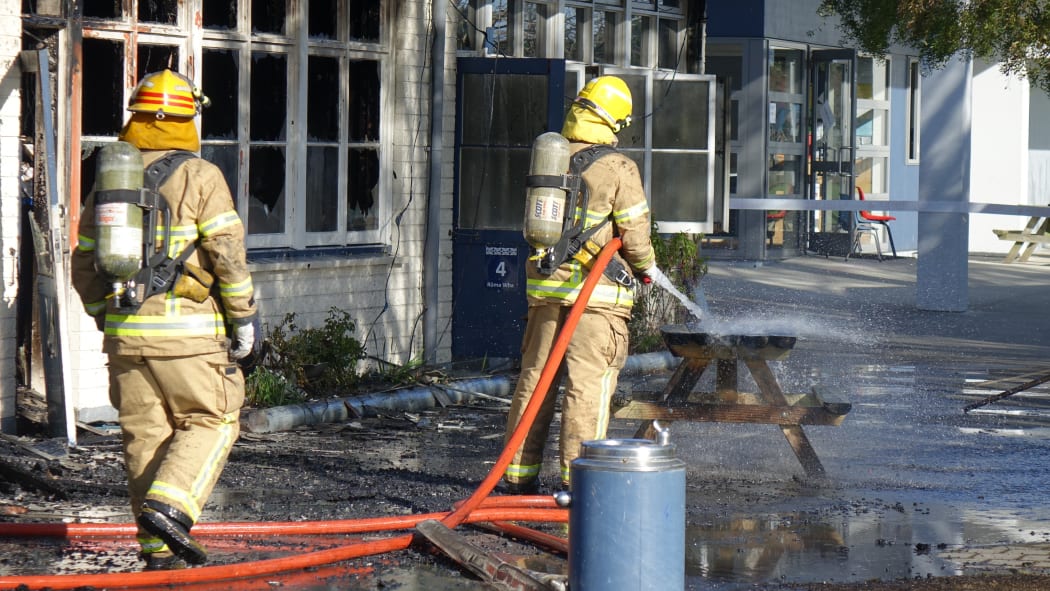 Fire gutted a block of four classrooms at Russley School in Christchurch