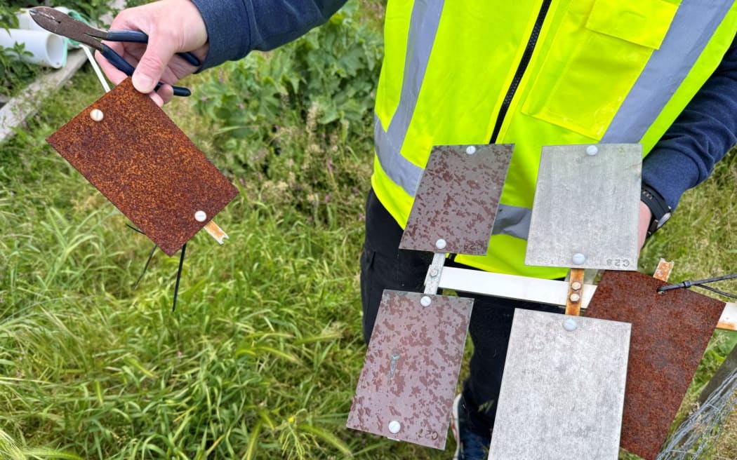 The metal testing samples.