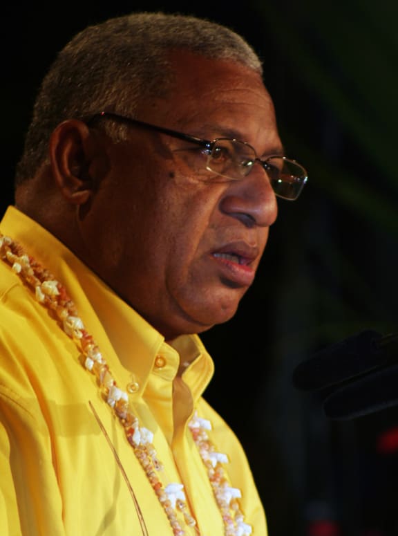 240414. Photo RNZ. New Caledonia. Frank Bainimarama, Prime Minister of Fiji.
