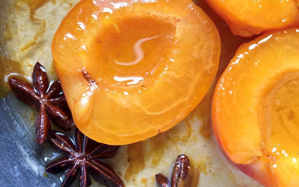Poached apricots with star anise