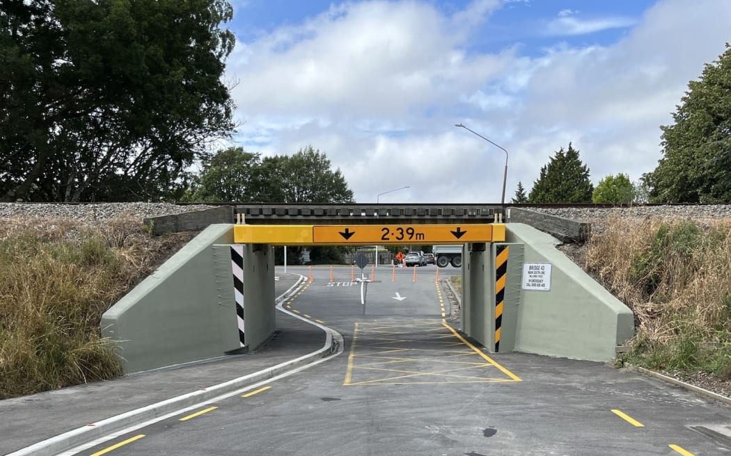 The Tinwald Viaduct was repaired and upgraded with a steel overhead impact beam, which has been hit several times since it reopened in December.