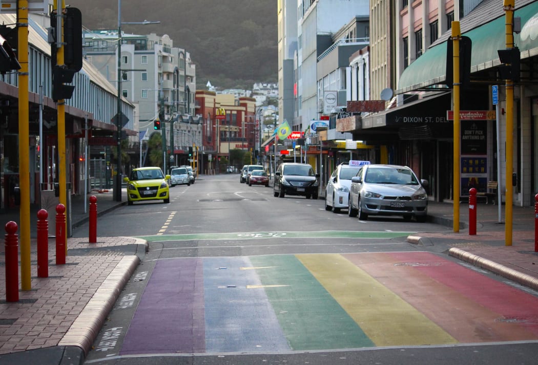 Central Wellington on the morning of 26 March, on the first day of the nationwide Covid-19 lockdown.