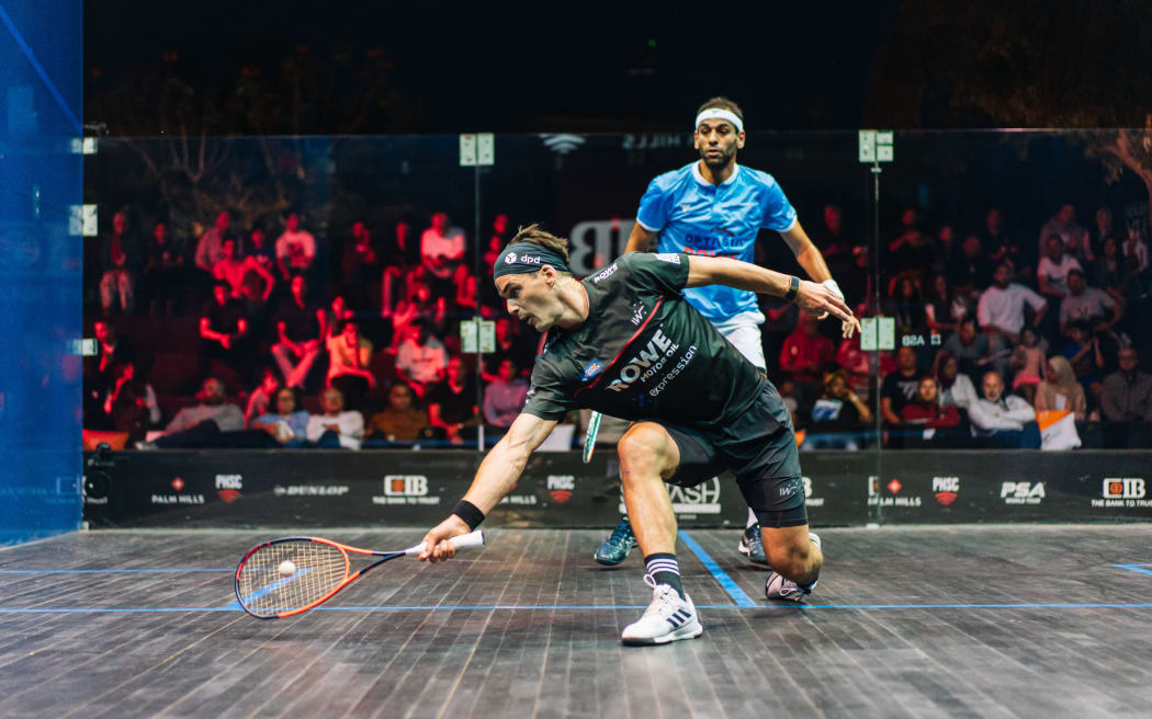Paul Coll has beaten Mohamed ElShorbagy at the PSA World Championships.