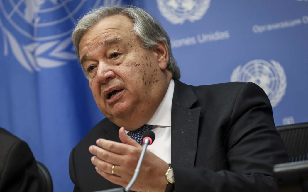 UN Secretary-General Antonio Guterres speaks at a news conference at UN headquarters on September 18, 2019 in New York City.