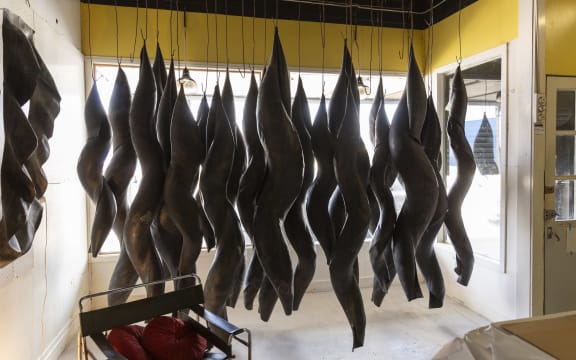 Isabella Loudon's Marton installation in a shop window