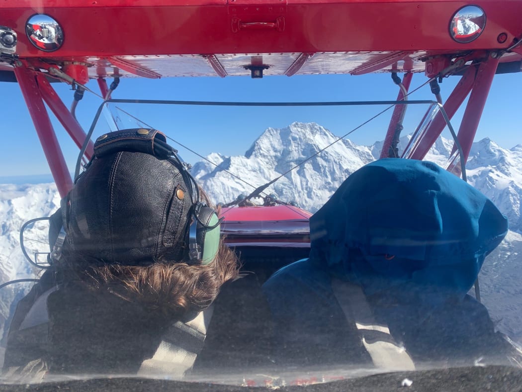 Pilot Chris Rudge says he had seven layers of clothing to brace for freezing temperatures over Mt Cook / Aoraki.
