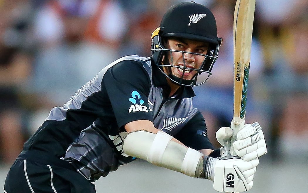 Black Caps Mark Chapman during his debut T20 innings for the Black Caps.