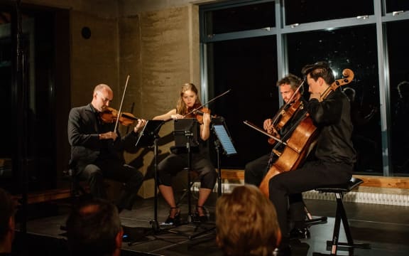 String quartet on stage.