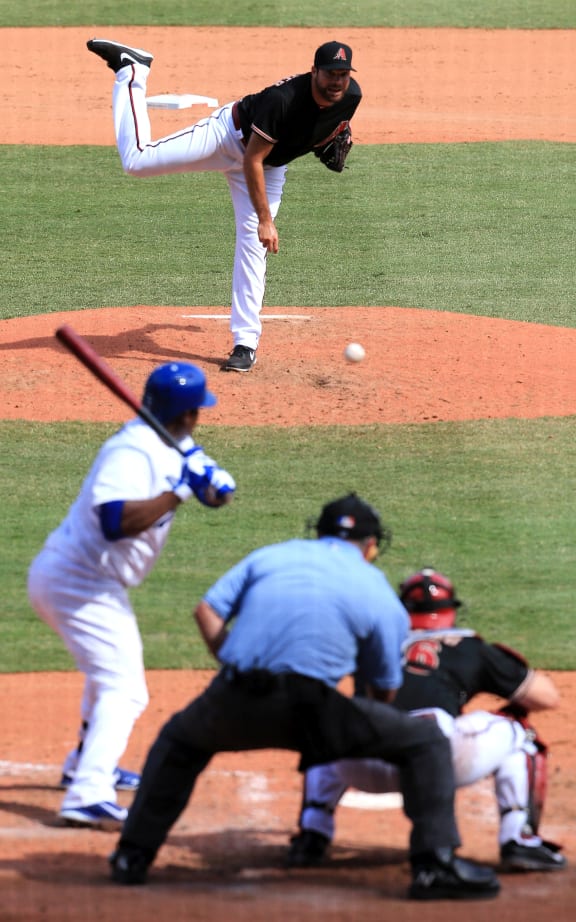 Josh Collmenter pitching for the Arizona Diamondbacks.