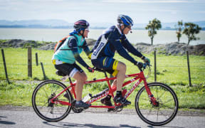 Cyclists at western lake road, Featherston.