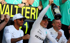 Valtteri Bottas celebrates his victory in Sochi.