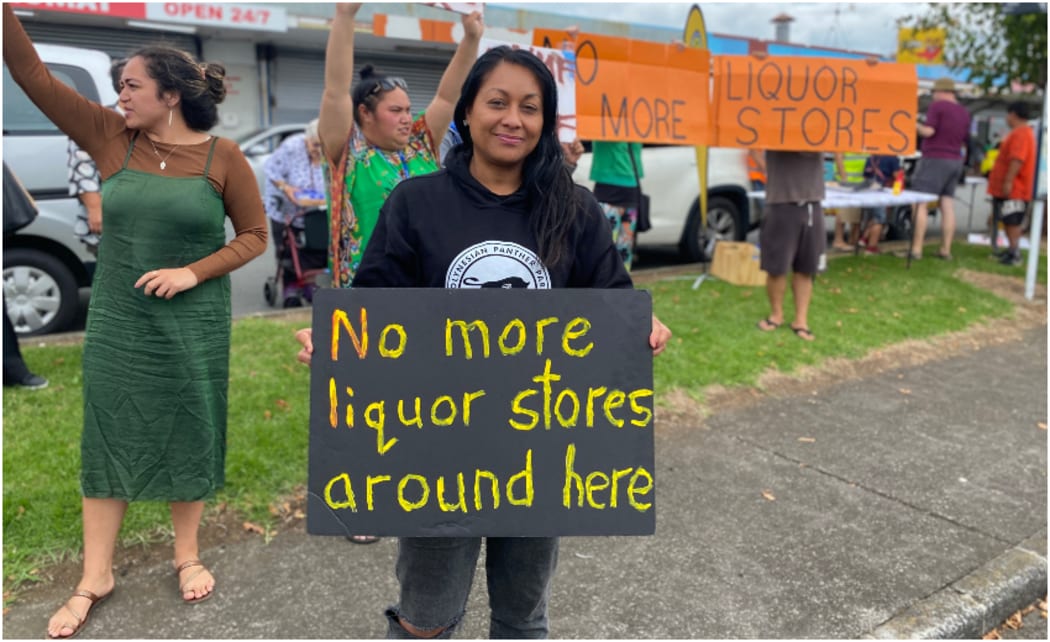 Māngere East local Shirl'e Fruean at the March 16 protest.