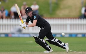 White Ferns Bella James plays a shot