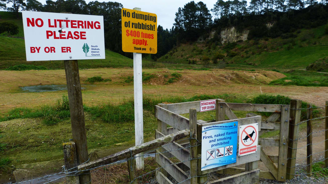 A plethora of signs at the carpark near Blue Spring - the beauty spot is playing 'catch-up' when it comes to hosting so many visitors