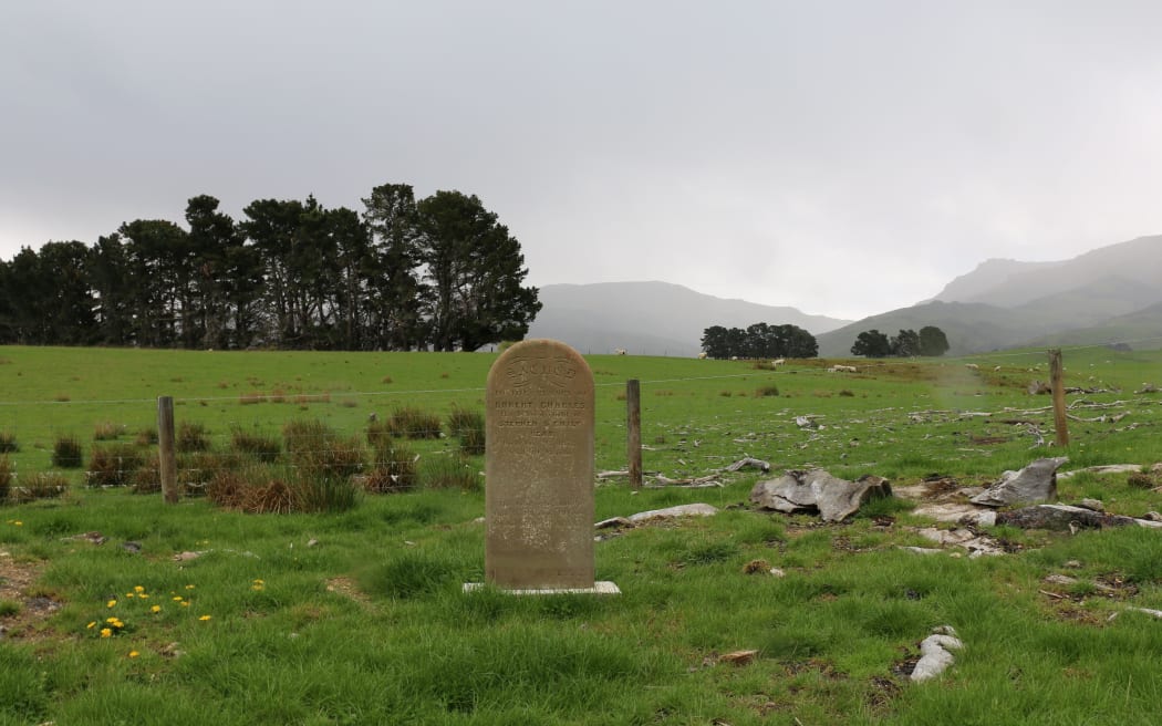 A gravestone at the Drybread Cemetery in Central Otago