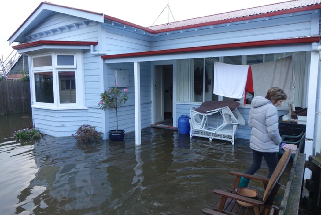 Flooding at a house in South Dunedin.